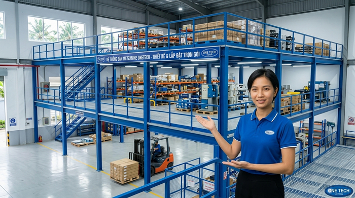 Hệ thống kệ sàn mezzanine thực tế cho kho hàng Đồng Tháp Dự án kệ sàn mezzanine thực tế tại Đồng Tháp