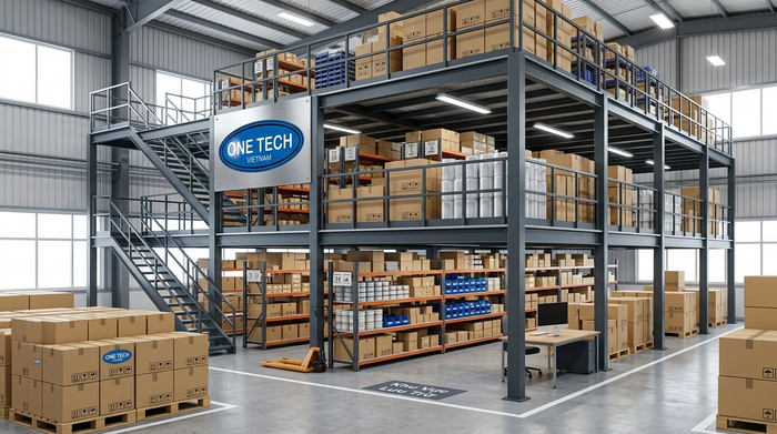 Kệ mezzanine cho kho bao bì vật tư Kệ mezzanine lưu trữ bao bì và vật tư sản xuất