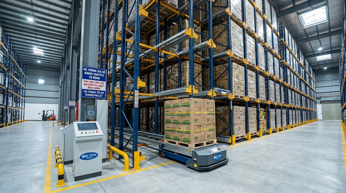 Mô hình kệ Radio Shuttle Đồng Tháp cho kho pallet mật độ cao