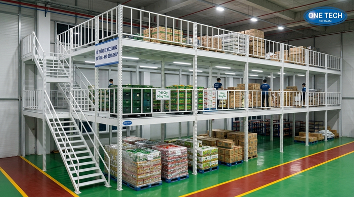 Kệ sàn mezzanine Đồng Tháp tối ưu diện tích kho Kệ sàn mezzanine trong kho hàng tại Đồng Tháp