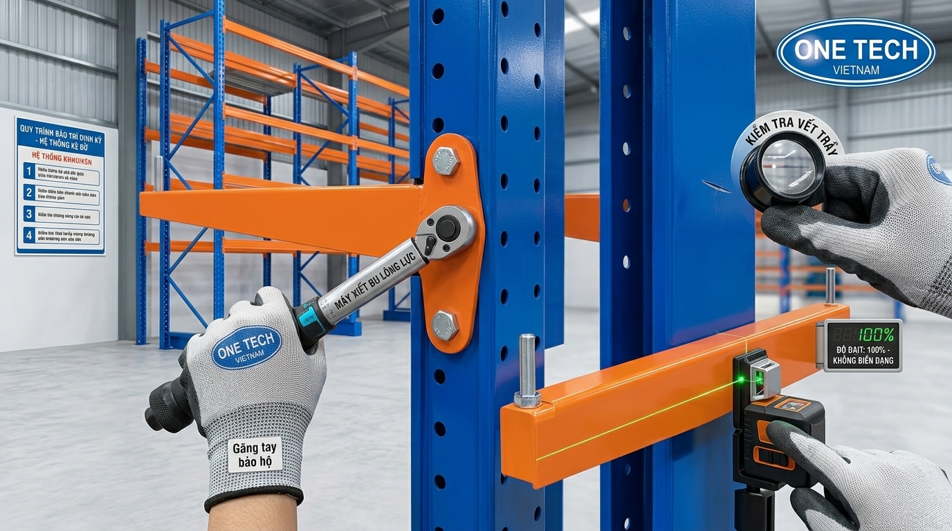 Bảo trì kệ tay đỡ Đồng Tháp bằng cách kiểm tra bulong, lớp sơn và độ võng tay đỡ