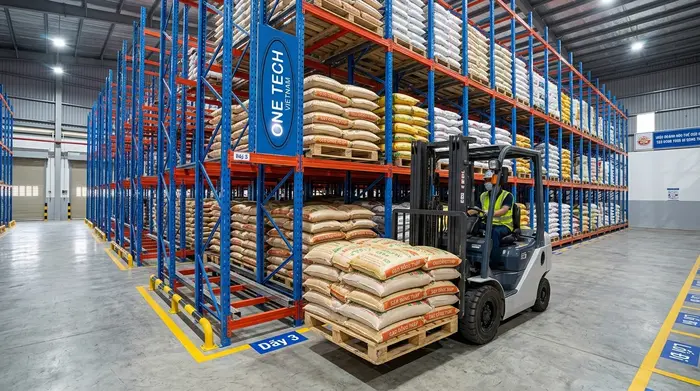 Kệ Push Back cho kho pallet tải nặng tại Đồng Tháp Kệ Push Back Đồng Tháp dùng cho kho pallet tải nặng