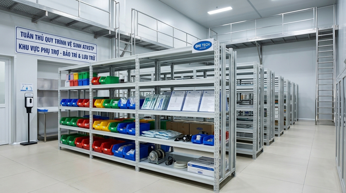 Kệ sắt V-lỗ chống ăn mòn cho khu phụ trợ ATVSTP