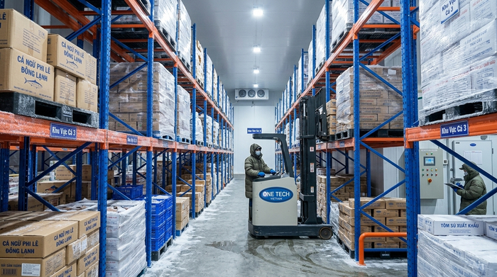 Ứng dụng kệ Selective trong kho lạnh Kệ selective lắp đặt trong kho lạnh thủy sản