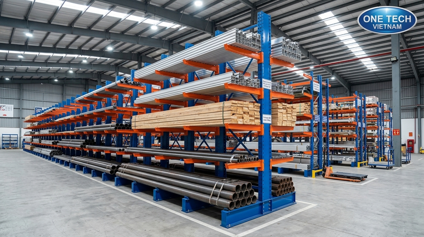 Kệ tay đỡ cho kho thép và vật liệu xây dựng tại Đồng Tháp