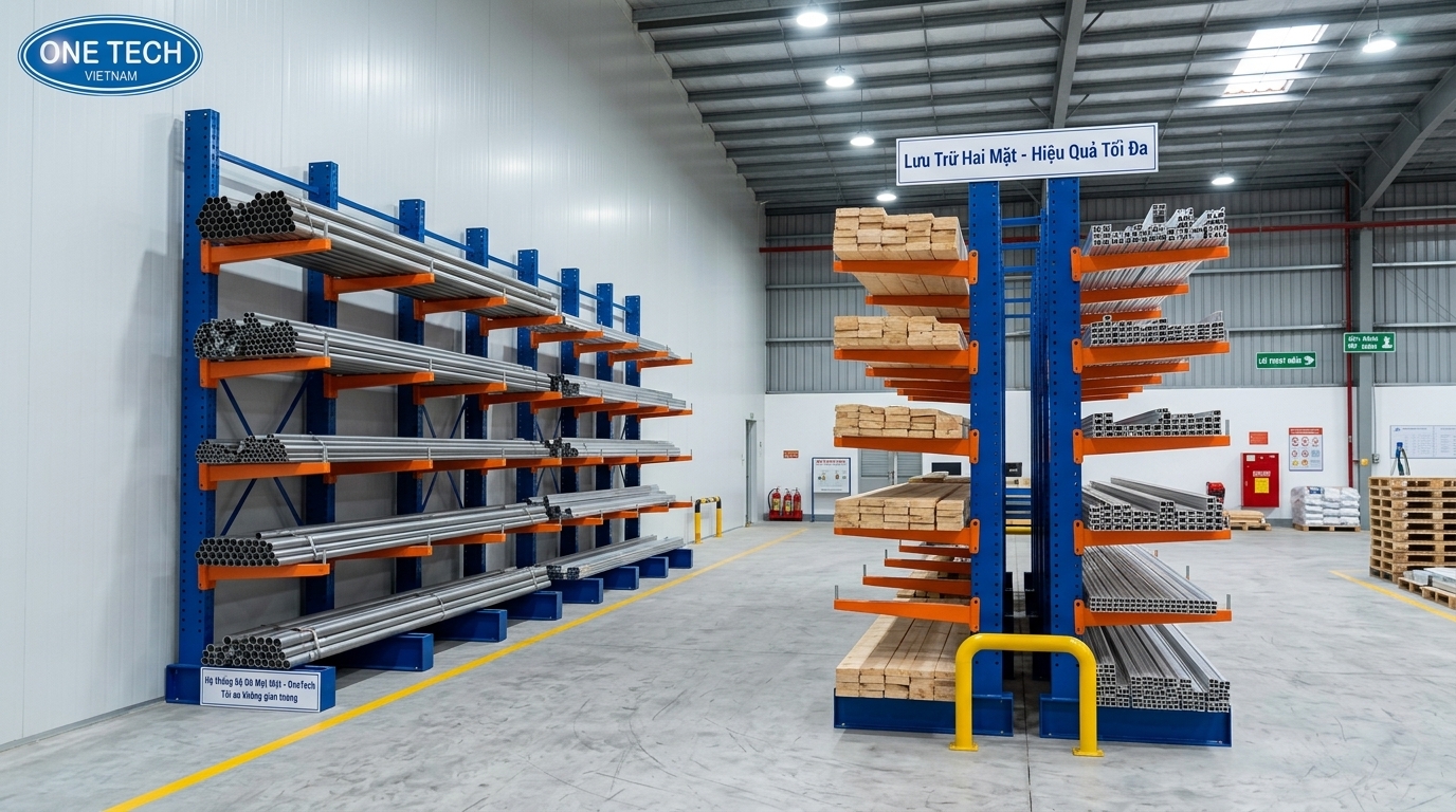 So sánh kệ tay đỡ một bên và kệ tay đỡ hai bên cho kho Đồng Tháp