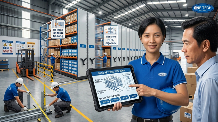 Quy trình khảo sát thiết kế lắp đặt kệ kho di động Đồng Tháp