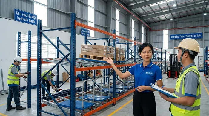 Quy trình triển khai kệ Push Back tại Đồng Tháp Quy trình lắp đặt Kệ Push Back Đồng Tháp từ khảo sát đến nghiệm thu