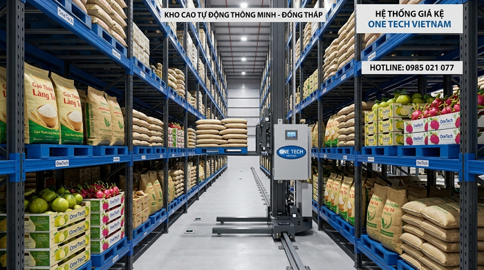 Stacker-Crane pallet cho kho nông sản Đồng Tháp