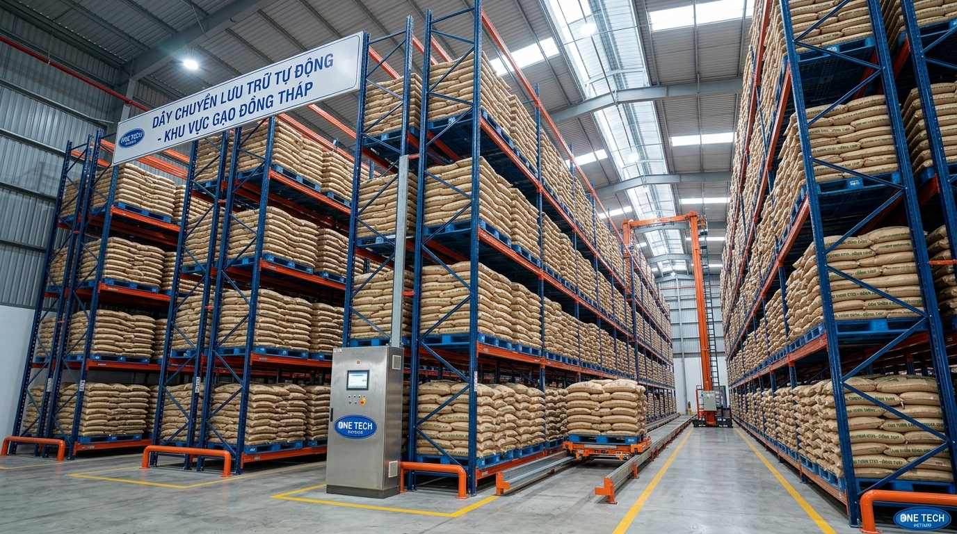 Ứng dụng kệ kho ASRS Đồng Tháp trong kho nông sản