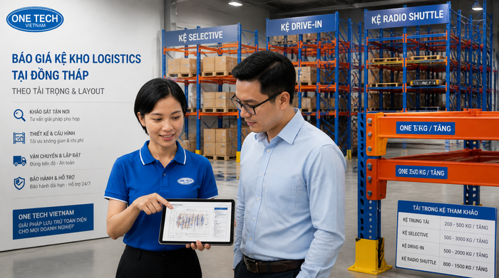 Báo giá kệ kho logistics Đồng Tháp theo tải trọng và mặt bằng