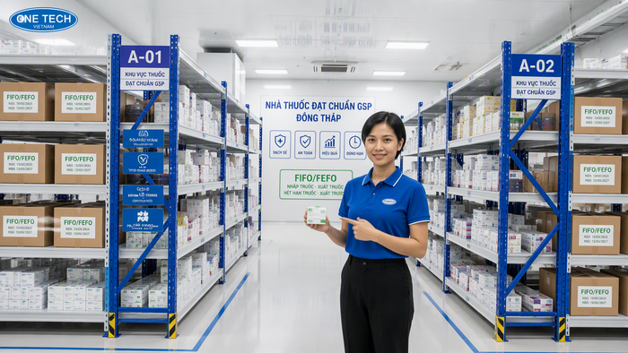 Kệ kho dược phẩm Đồng Tháp bố trí trong kho thuốc sạch và thông thoáng