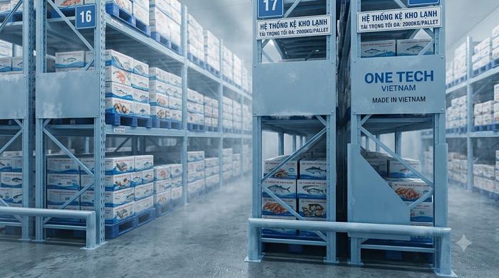 Kệ kho lạnh chịu nhiệt độ âm cho kho thủy sản Đồng Tháp