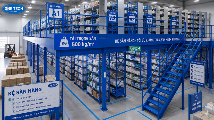 Kệ sàn lửng Mezzanine cho kho dược phẩm Đồng Tháp