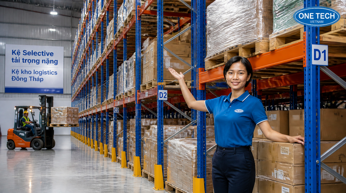 Kệ Selective tải trọng nặng cho kho logistics Đồng Tháp