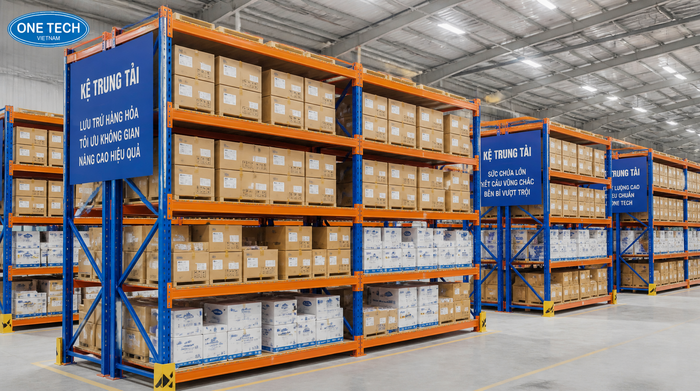 Kệ trung tải nhẹ lưu trữ thùng carton trong kho Đồng Tháp