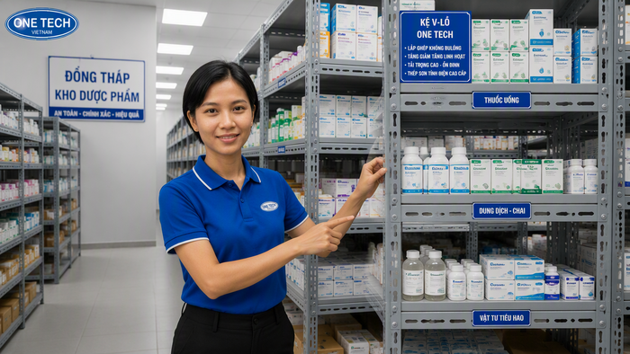 Kệ V lỗ cho kho thuốc nhỏ tại Đồng Tháp
