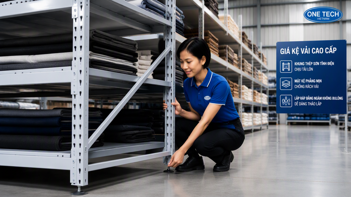 Lắp đặt kệ để vải Đồng Tháp bởi đội ngũ kỹ thuật OneTech