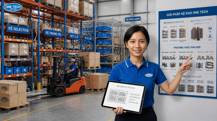 OneTech tư vấn kệ kho logistics Đồng Tháp theo mặt bằng thực tế