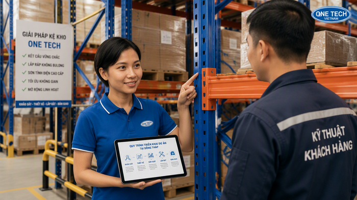 Quy trình lắp đặt kệ kho hàng Đồng Tháp từ khảo sát đến bàn giao