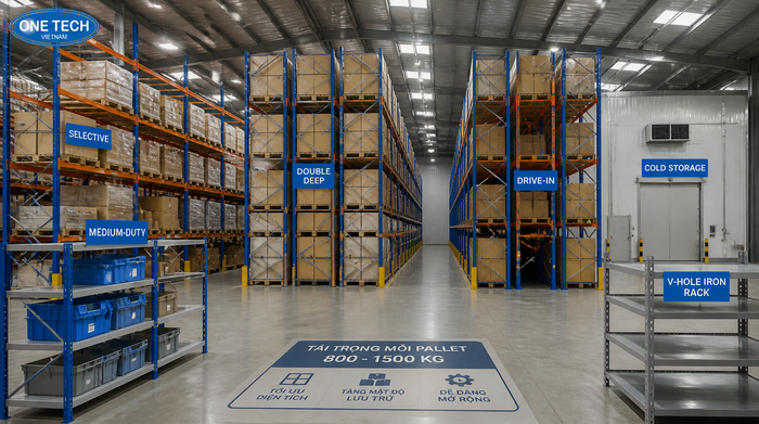 Bảng so sánh kệ kho logistics Đồng Tháp theo tải trọng và mật độ lưu trữ