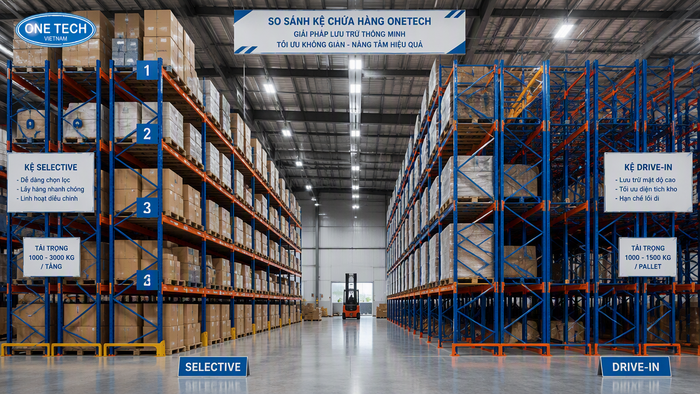 So sánh kệ Selective và Drive In cho kho hàng Đồng Tháp