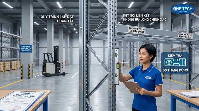 Quy trình lắp đặt và bàn giao kệ kho FMCG tại Đồng Tháp