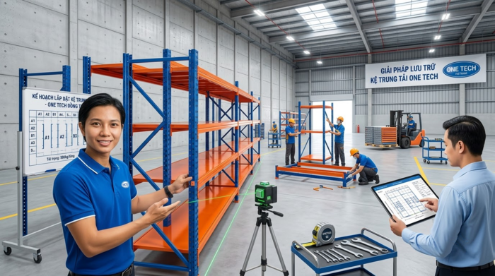 Quy trình lắp đặt kệ trung tải giá rẻ Đồng Tháp từ khảo sát đến bàn giao
