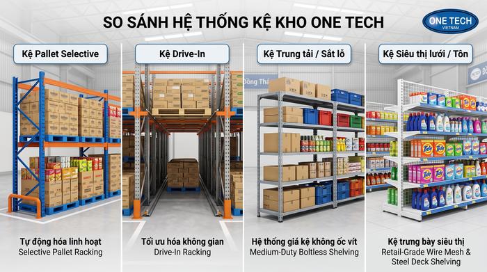 So sánh các loại kệ kho FMCG phù hợp tại Đồng Tháp